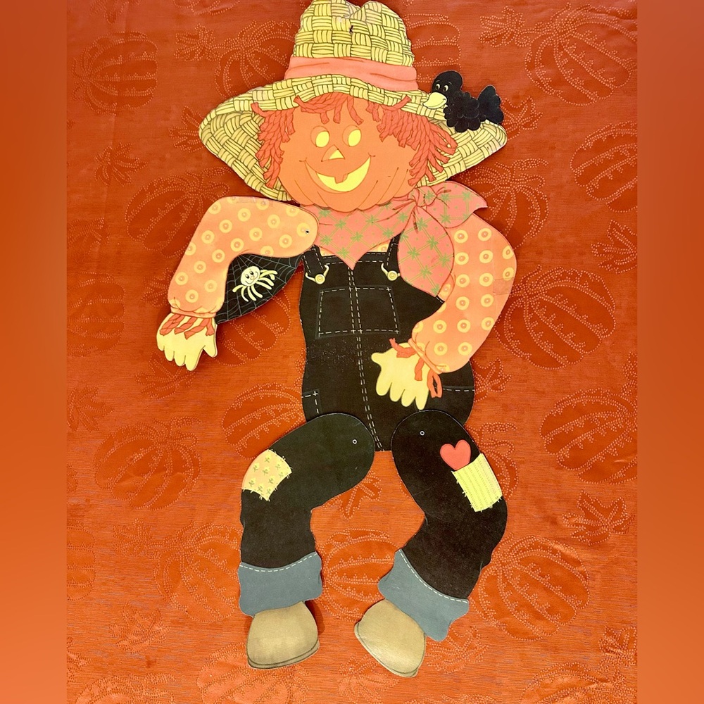Vintage Die Cut Halloween scarecrow Articulated Paper Decoration Large 32"